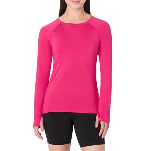 Image of Amazon Essentials Women's Active Quick-Dry Tech-Stretch Lightweight Long-Sleeve Crewneck T-Shirt (Available in Plus Size), Hot Pink, XS