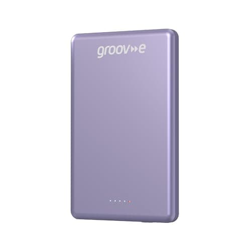 Image of Groov-e Power Bank 5000mAh Portable Magnetic Wireless Charger - Lilac - Fast Charging, Recharges Smartphones Up to 2 Full Times, USB-C Input and Output, Compatible with MagSafe
