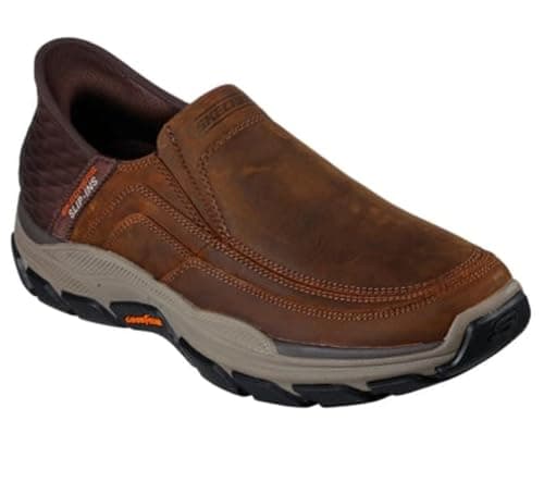 Image of Skechers Men's Respected-Elgin Slip-On, Dark Brown, 6 UK