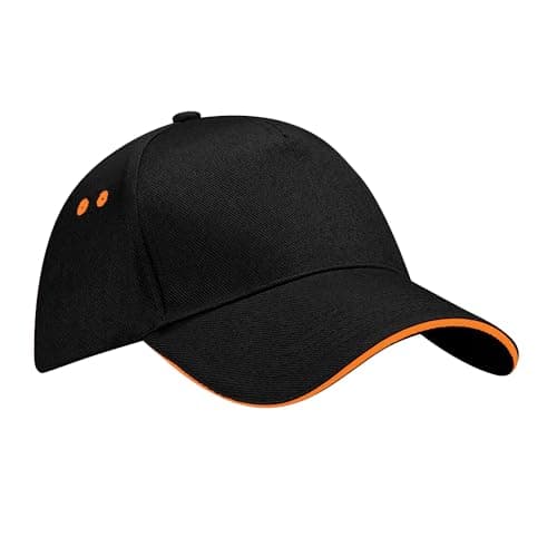 Image of Beechfield Unisex B015cblk-ora Ultimate 5-panel Sandwich Peak Cap, Black Orange, One Size UK