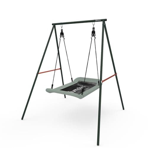 Image of Plum Play Childrens 2 Seater Nest Swing - Robust Sturdy Metal Boat Swing Frame for up to 2 Kids - Max Weight 100kg - 3 Years Plus - With Ground Anchors Included