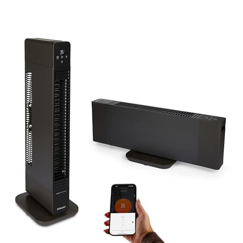 Image of Dimplex DXDC22 ThermaFlex 2-in-1 Smart Convector Hot & Cold Tower Fan – 2.2kW Portable Electric Heater with Wi-Fi App Control, Energy Efficient Eco Mode – Use Flat or Upright – Black, 15m² Coverage