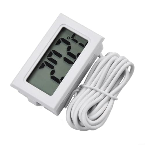 Image of TPM-10 Digital Display Thermometer with -50°C to 110°C Range, ±1°C Accuracy, 0.1°C Resolution, 36mm LCD, for Fish Tanks, Refrigerators & Industrial (White with 1m line)