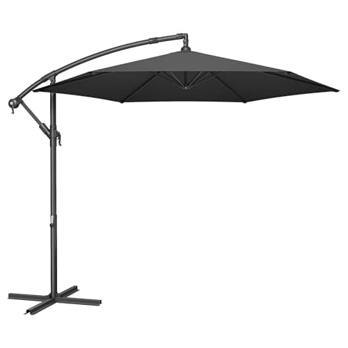 Image of SONGMICS Cantilever Garden Patio Parasol Umbrella with Base, 3m Offset Parasol, Banana Hanging Umbrella, Sunshade UPF 50+, Crank for Opening Closing, Grey GPU116G01V1