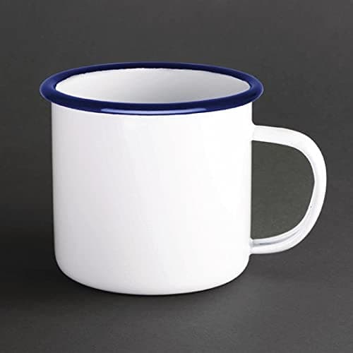 Image of Olympia Enamel Mug Made of Steel Heat and Chemical Resistant 350ml Pack of 6