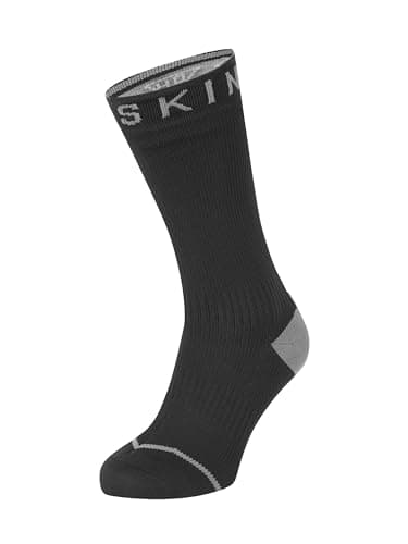 Image of SEALSKINZ | Briston | Unisex Waterproof All Weather Mid Length Sock with Hydrostop™ Merino Wool Lined Sock | Seamless | Thin & Comfortable | L - Black