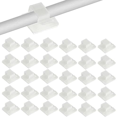Image of 100 Pcs Self Adhesive Cable Clips, Flat Cable Management Clips, Clear White Sticky Cables Clip, Adhesive Wire Holder Tidy Clip Hooks for Car Office Outdoor Lights Organiser