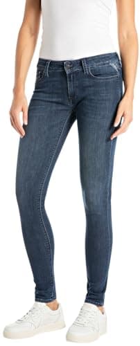 Image of Replay Women's New Luz Powerstretch Denim Jeans, 007 Dark Blue, 25W x 28L