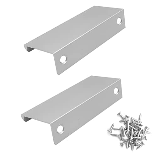 Image of CHEERYMAGIC 2 Pack Back Mount Finger Edge Pull, Concealed Handles Cabinet Pull Handles 64mm Hole Spacing for Home Kitchen Door Drawer Cabinet A6-JSLS (Silver)