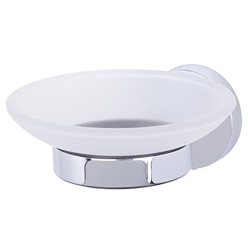 Image of Haceka Kosmos 1118699 Stainless Steel and Zinc Alloy Glass Soap Holder, Silver