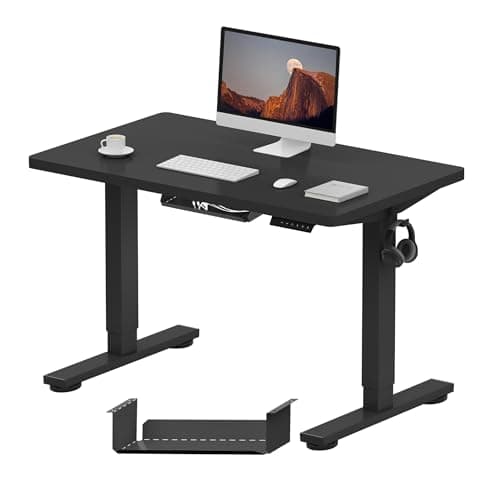 Image of FlexiSpot E1 Plus ONE PIECE Electric Standing Desk Height Adjustable Sit Stand Desk with Memory Smart Panel(100 * 60cm, Black Frame+Black Desktop)