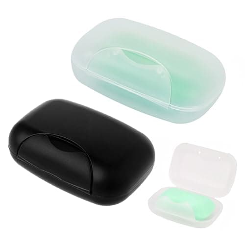 Image of 2 Pcs Soap Dish with Lid Waterproof and Leakproof Soap Box Sealed Soap Case for Shower Travel Hiking Bathroom School Gym and Camp (Black+Clear)