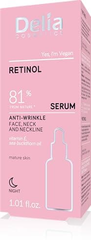 Image of Delia Cosmetics - Anti-Wrinkle Serum - Retinol - Mature Skin - Reduces Wrinkles. Enhances Regeneration - Strengthened, Nourished Skin - Vegan - 30ml