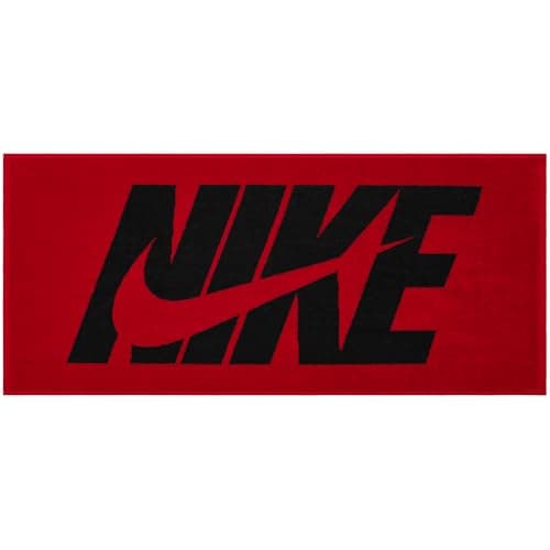 Image of Nike Jacquard Towel Medium Graphic Sports Towel Fitness Training Gym Towel, Black/University Red/Black, One Size