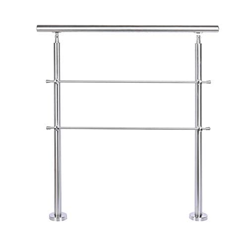 Image of INMOZATA Step Railing Stair Railing Banister Stainless Steel Handrail Safety with 0/2/3 Cross Bars for Indoor Outdoor