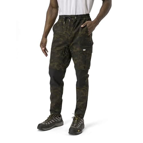 Image of CAT Caterpillar Men's Slim Fit Dynamic Cargo Trousers, Work Trousers, Night Camo, 30W/32L, Night Camo, 30 W/32 L