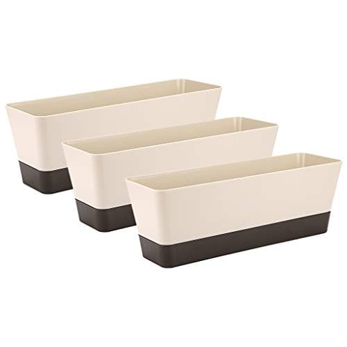 Image of Skelang 3 Pcs Small Rectangle Plant Pot, Succulent Planter Box with Drainage Holes, Planter Trough for Coffee Table, Dining Table, Outdoor Table, Windowsill