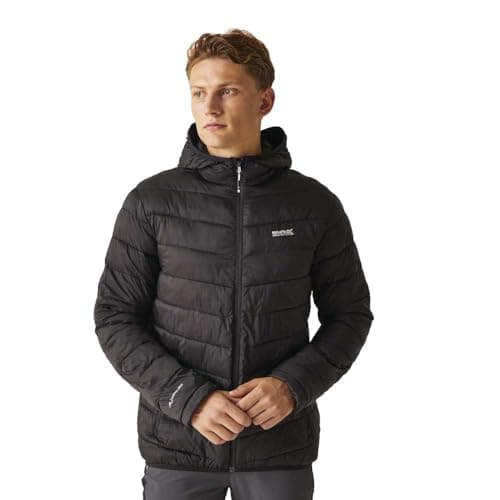 Image of Regatta HillPack II Packaway Men's Quilted Hooded Jacket, Black/White, S