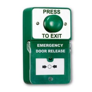 Image of ASEC Dual Unit Combined Exit Button and Call Point - Green