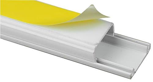 Image of 16mm x 40mm PVC White Electrical Cable Cover Mini Trunking Conduit Wire Tidy Self Adhesive + Bends (16mm x 40mm 1Mtr Length)