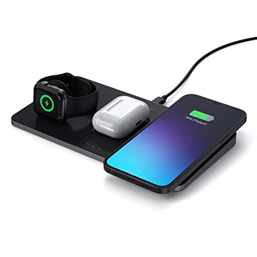 Image of SATECHI Trio Wireless Charger with Magnetic Pad – Qi Certified – Compatible with iPhone 17, 16, 15 to 12 Series, AirPods Pro 4/3, Apple Watch Series Ultra/SE