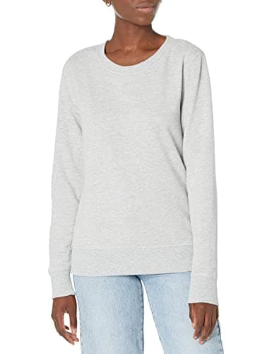 Image of Amazon Essentials Women's Fleece Crewneck Pullover Sweatshirt (Available in Plus Size), Light Grey Heather, M