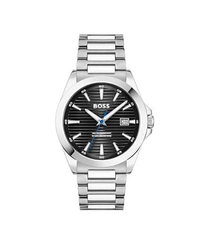 Image of BOSS Three Hand Quartz Movement Watch for Men Strike Collection with Silver Stainless Steel Bracelet - 1514170