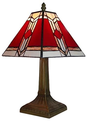 Image of MiniSun | Tiffany Style Bronze Base and Red/White Stained Glass Aztec Table Lamp | Table Lamps, Home Décor & Improvement Essential