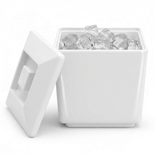 Image of Chabrias Ltd 4 Litre Square Insulated Ice Bucket with Lid & Drainage Liner - UK Made - Double Walled BPA-Free Plastic, Keeps Ice Fresher & Frozen Longer - Ice Bucket for Party, Home Bar - UK Made