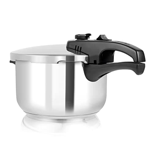 Image of Tower T80245 Stainless Steel Pressure Cooker with Steamer Basket, 3 Litre, Stainless Steel, Silver
