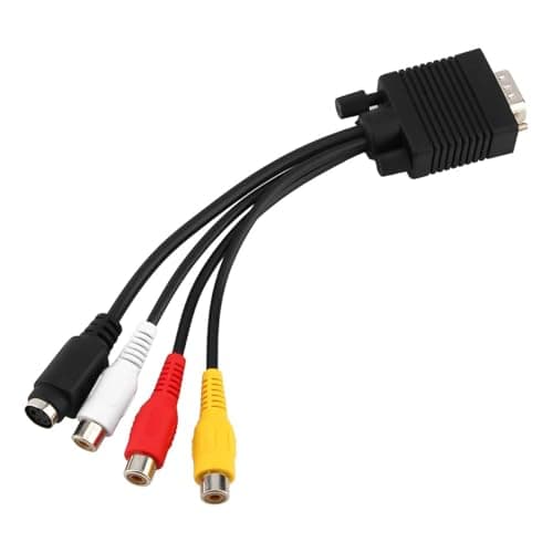 Image of Nicear VGA SVGA to S-Video 3 Composite Interface AV TV adapter converter cable for PC laptops with Sub-D VGA to S-Video Mini DIN 4-pin female