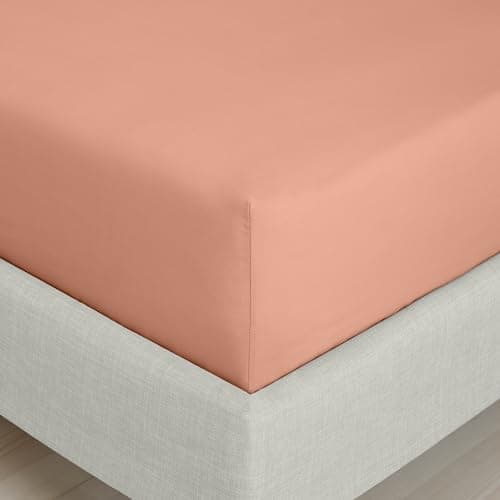 Image of Bianca 200 Thread Count Cotton Percale Extra Deep Super King Fitted Sheet Clay