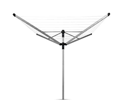 Image of Brabantia 50m Lift-O-Matic Advance Rotary Washing Line (Grey) Multiple Height Adjustments, Folding Outdoor Rotating Clothes Dryer + 50 mm Ground Tube & Accessories