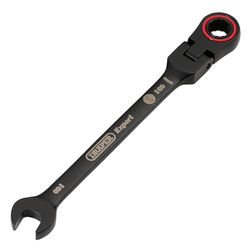 Image of Draper 03914 Expert HI-TORQ Metric Flexible Head Ratchet Combination Spanner, 8mm, Black