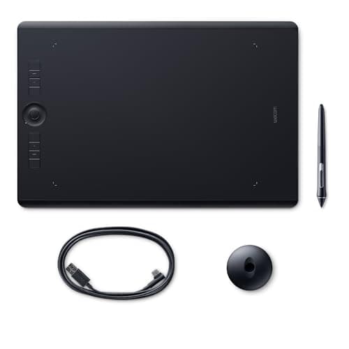 Image of Wacom K100912 Intuos Pro Pen Tablet, Large Professional Graphic Tablet incl. with Replacement Tips, Compatible with Windows and Apple, Black, Size: L