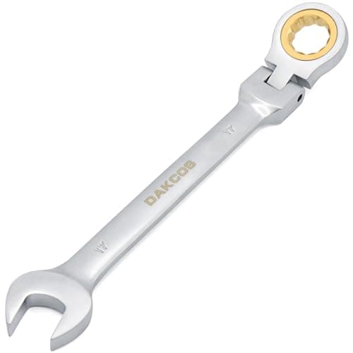 Image of DAKCOS 17mm Flexible Head Spanner Dual Heads Ratchet Combination Wrench Spanner Chrome Vanadium Steel