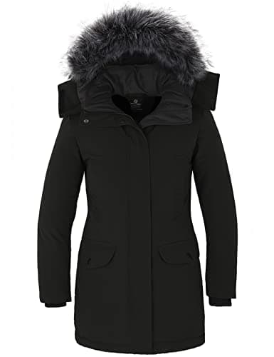 Image of Wantdo Women's Warm Seasonal Outdoor Windproof Cotton Padded Long Thicken Puffer Jacket Parka Black M