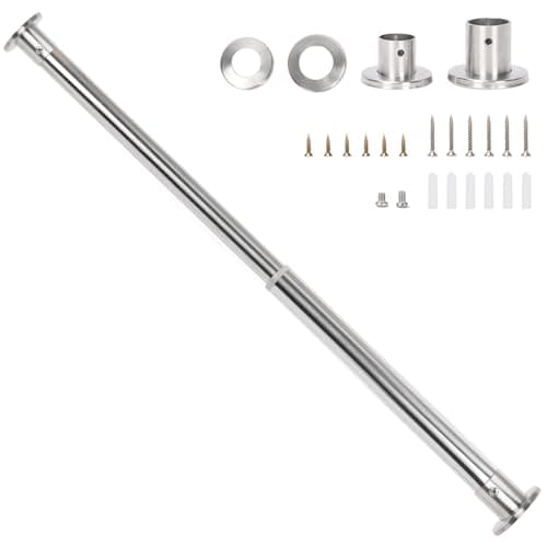 Image of Wardlock 48cm-80cm Extendable Stainless Steel Wardrobe Rail, Adjustable Clothes Rail Pole With End Sockets.
