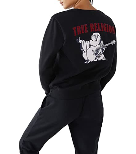 Image of True Religion Women's Heritage Buddha Pullover, Jet Black, XL