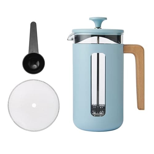 Image of La Cafetière Pisa 8 Cup Cafetière In Sky Blue, Durable Stainless Steel Plunger, Heat Resistant French Press With Stylish Natural Wood Handle, Versatile Coffee And Tea Plunger, 1L