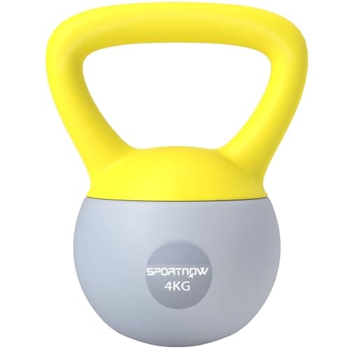 Image of SPORTNOW Soft Kettlebell, 4kg Kettle Bell with Non-Slip Handle for Home Gym Weight Lifting and Strength Training, Yellow and Grey