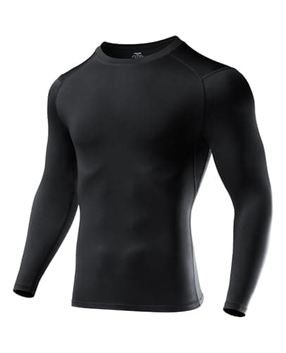 Image of Niksa 1 Packs Long Sleeve T Shirt Men's Muscle Fit T-Shirt Compression Breathable Slim Tops for Gym Work Running Sports Cycling Active Wear Base Layers Mesh Quick-Drying Clothing,Black,S