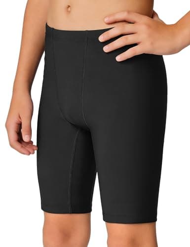Image of JOCMIC Boys Swim Jammers Youth Competitive Swim Team Trunks Athletic Swimsuit Quick Dry Swimming Shorts Black, 12-13 Years, Tag 160