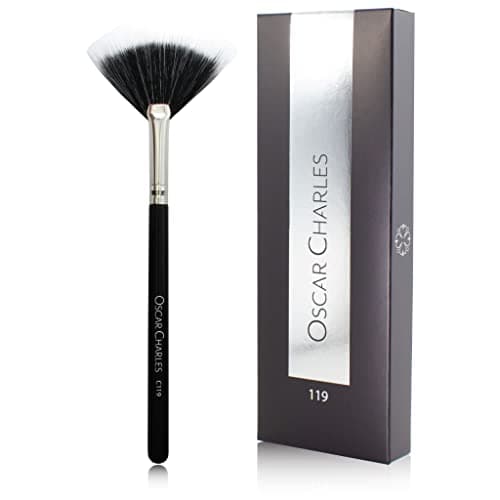 Image of Oscar Charles 119 Luxe Professional Small Duo Fan Makeup Brush - Silver