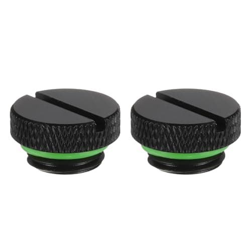 Image of sourcing map 2pcs Water Stop Plug Fitting G1/4" Thread Pc Water Cooling Slot Plugs Fitting Copper Water Stop End Cap for Computer Water Cooling System, Dark Green