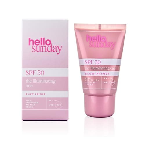 Image of Hello Sunday The Illuminating One Glow Primer SPF50 | Radiance Primer with Hyaluronic Acid, Vitamin C | Lightweight SPF Face Primer | Hydrating, Smooth, No White Cast | Wear Alone or Under Makeup 50ml