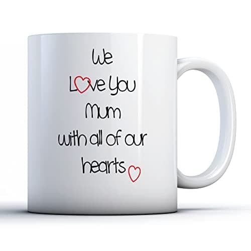 Image of Finger prints - We Love You Mum with All Our Hearts - Mother's Day Gift Mug, Ceramic, 11fl.oz.