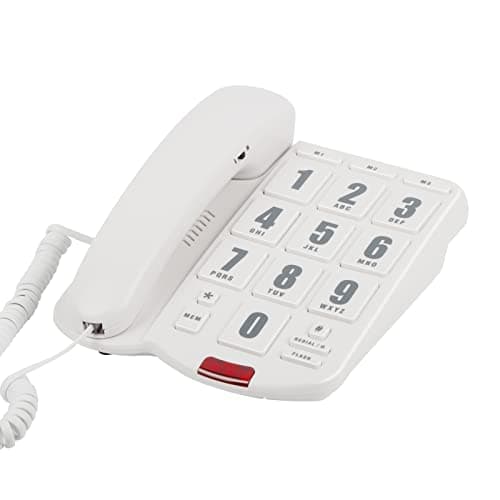 Image of Big Button Telephone with Loud volume, Uvital Landline Phone Support Adjustable Volume and One-Touch Speed Dials, Multifunctional Corded Telephone for Seniors, Home and Front Desk(White)