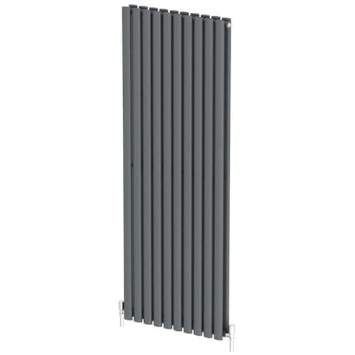 Image of Radiant Living Anthracite Vertical Radiator 1600 x 600mm – Double Panel Oval Column Designer Radiator, High Efficiency Modern Steel Heating for Living Room & Bathroom