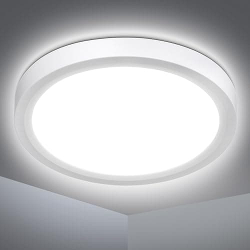 Image of Befurglor LED Ceiling Lights 15W, 1500LM Daylight White 5000K Round Bathroom Light Ø 18cm,IP44 Waterproof, Flush Ceiling Lights for Living Room, Kitchen, Bedroom, Office 1 Pack White